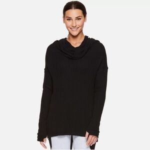 Gaiam Black relax cowl neck tunic hooded lightweight activewear top sz S